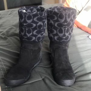 Coach Logo Winter boot Leather, Women's size 5.5